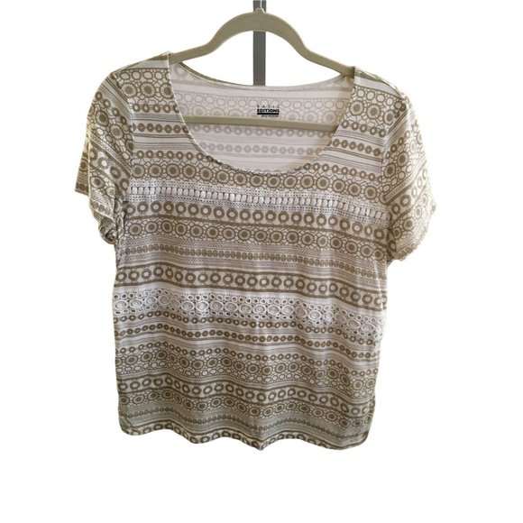 Basic Editions Tops - Basic Editions Womens Shirt Large Short Sleeves Cotton T-Shirt Top Casual Spring